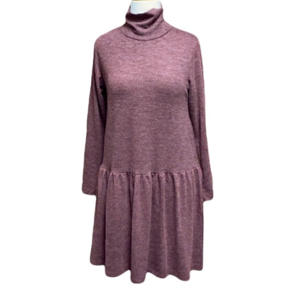 Yelete L/S Turtleneck Wine Red Baby Doll Dress NWT